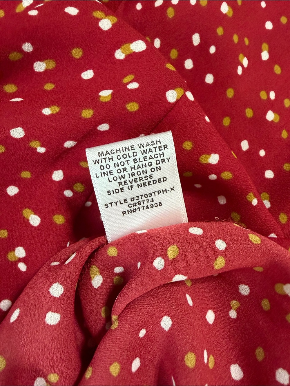 Olivia Grey Red Polka Dot V-Neck Blouse - Picture 6 of 6